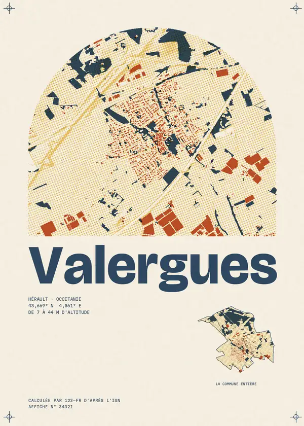 Affiche de Valergues, calculée par 123-fr d'après l'IGN