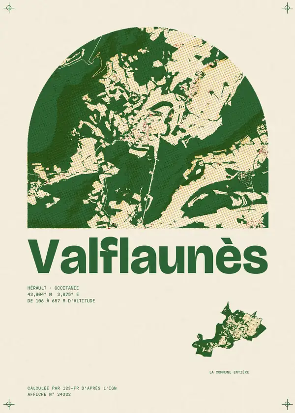 Affiche de Valflaunès, calculée par 123-fr d'après l'IGN
