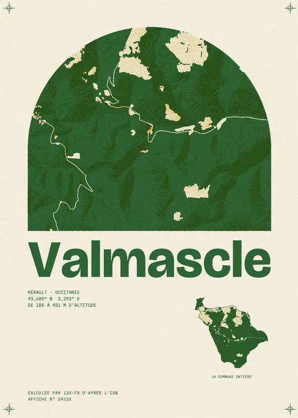 Affiche de Valmascle, calculée par 123-fr d'après l'IGN