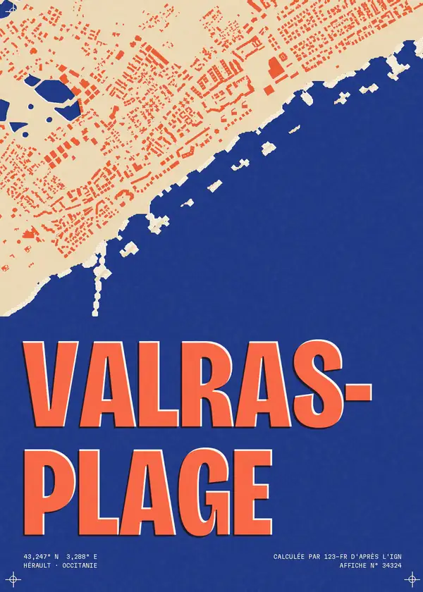 Affiche de Valras-Plage, calculée par 123-fr d'après l'IGN