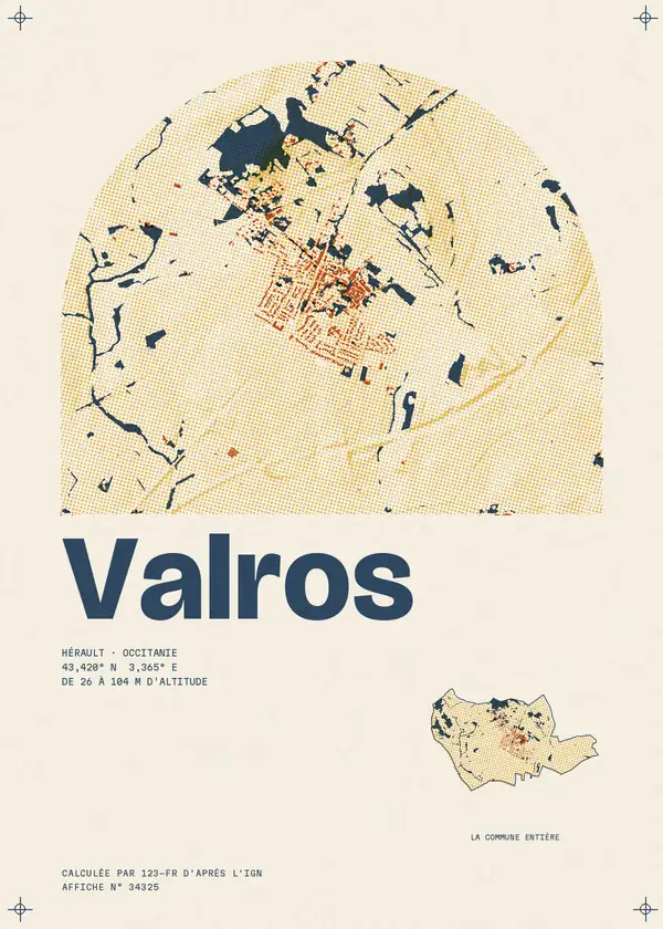 Affiche de Valros, calculée par 123-fr d'après l'IGN