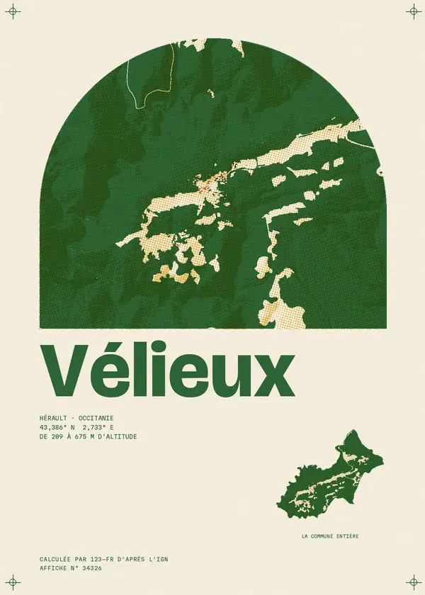 Affiche de Vélieux, calculée par 123-fr d'après l'IGN