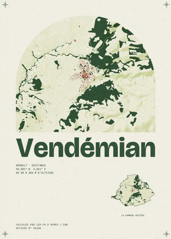 Affiche de Vendémian, calculée par 123-fr d'après l'IGN