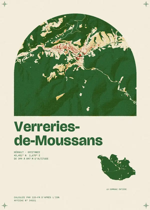 Affiche de Verreries-de-Moussans, calculée par 123-fr d'après l'IGN