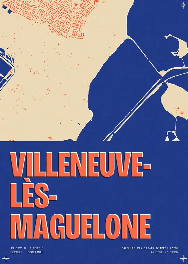 Affiche de Villeneuve-lès-Maguelone, calculée par 123-fr d'après l'IGN