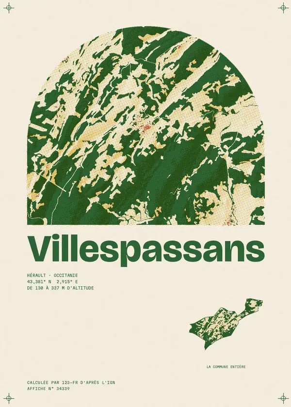 Affiche de Villespassans, calculée par 123-fr d'après l'IGN