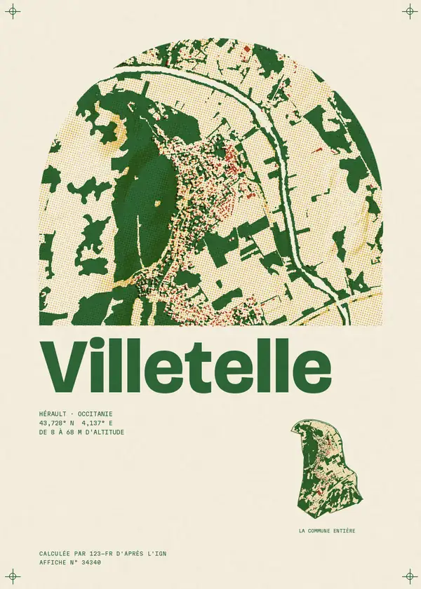 Affiche de Villetelle, calculée par 123-fr d'après l'IGN