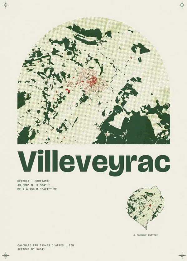 Affiche de Villeveyrac, calculée par 123-fr d'après l'IGN