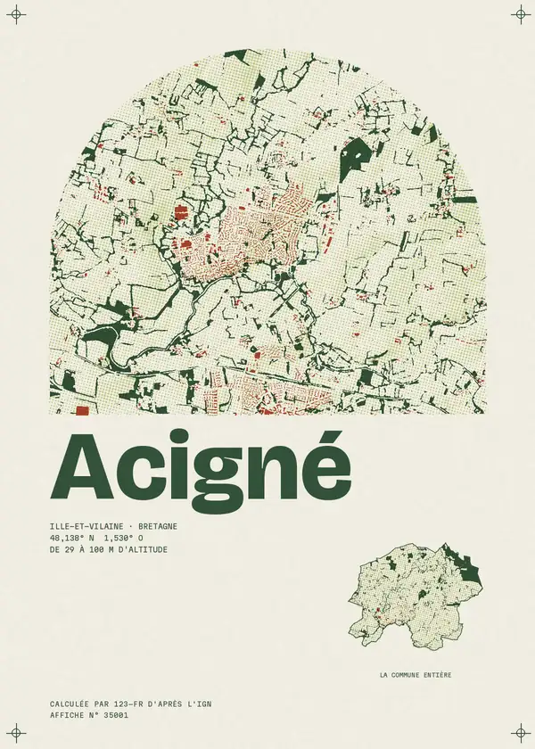 Affiche de Acigné, calculée par 123-fr d'après l'IGN