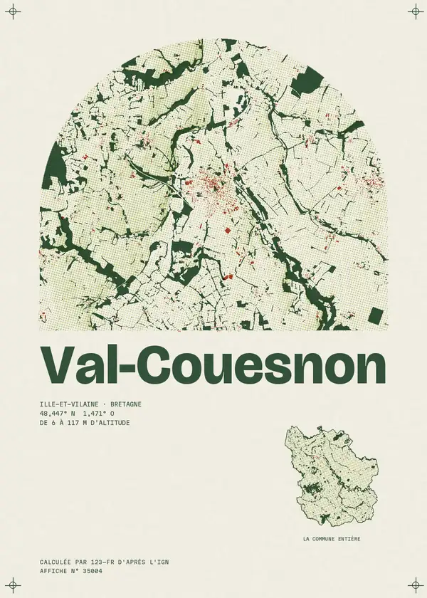 Affiche de Val-Couesnon, calculée par 123-fr d'après l'IGN