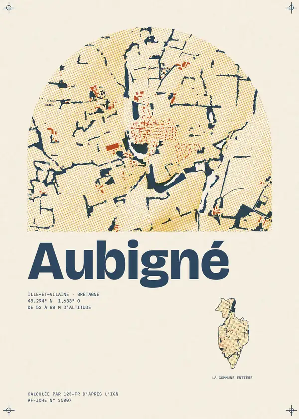 Affiche de Aubigné, calculée par 123-fr d'après l'IGN