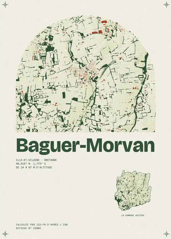 Affiche de Baguer-Morvan, calculée par 123-fr d'après l'IGN