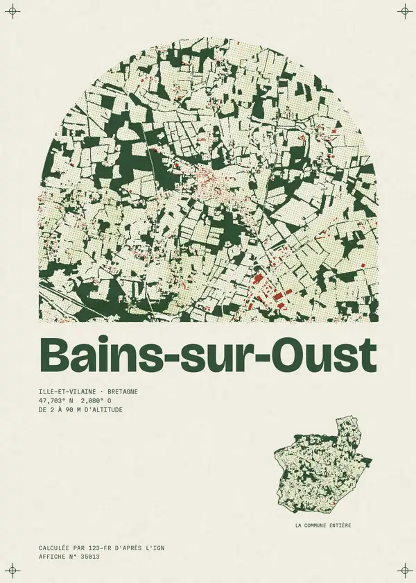 Affiche de Bains-sur-Oust, calculée par 123-fr d'après l'IGN