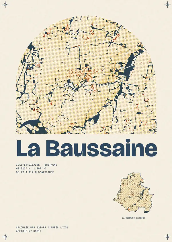 Affiche de La Baussaine, calculée par 123-fr d'après l'IGN