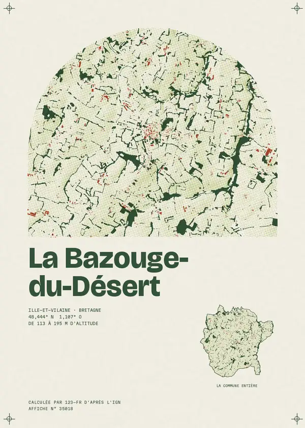 Affiche de La Bazouge-du-Désert, calculée par 123-fr d'après l'IGN