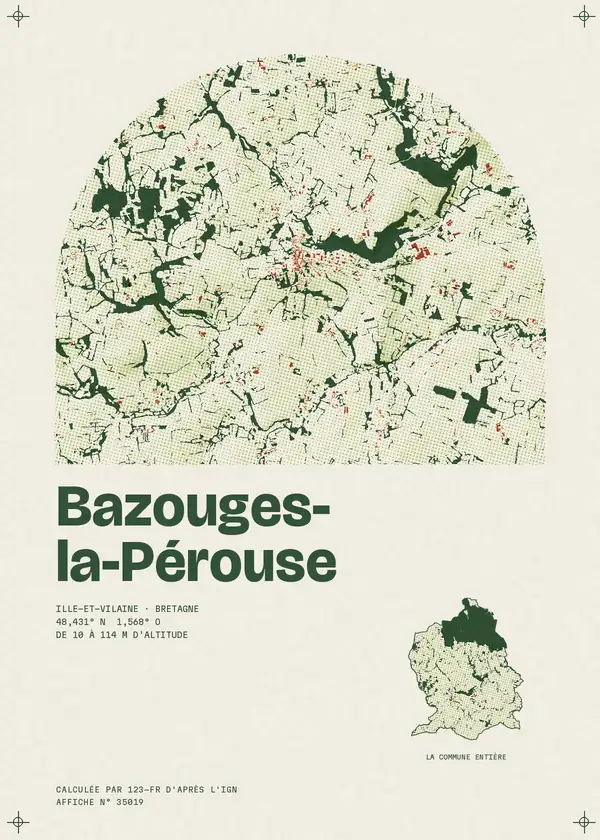 Affiche de Bazouges-la-Pérouse, calculée par 123-fr d'après l'IGN