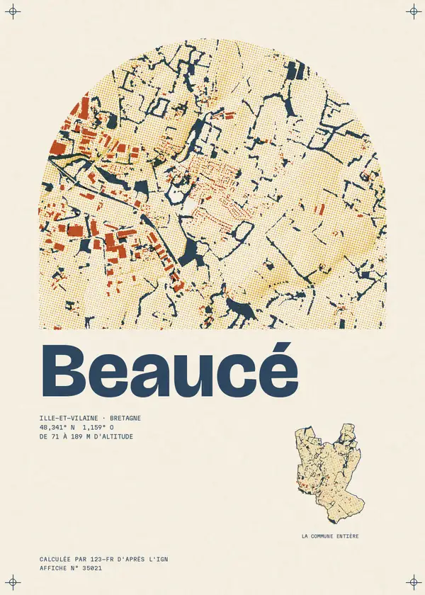 Affiche de Beaucé, calculée par 123-fr d'après l'IGN