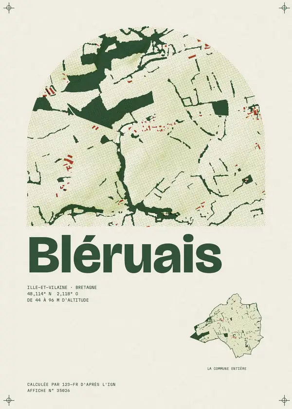 Affiche de Bléruais, calculée par 123-fr d'après l'IGN