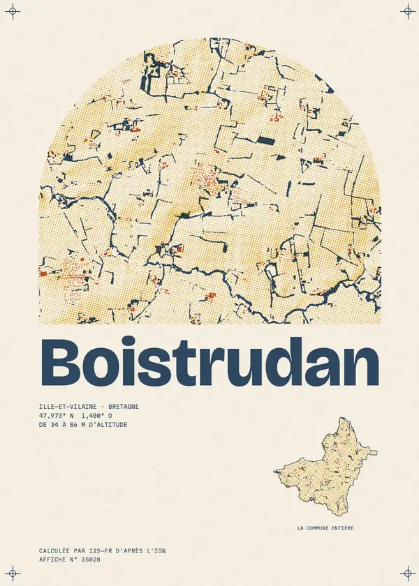 Affiche de Boistrudan, calculée par 123-fr d'après l'IGN