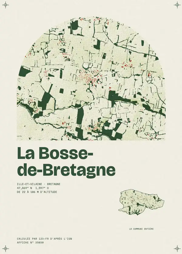 Affiche de La Bosse-de-Bretagne, calculée par 123-fr d'après l'IGN
