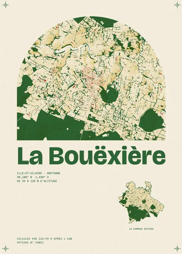 Affiche de La Bouëxière, calculée par 123-fr d'après l'IGN