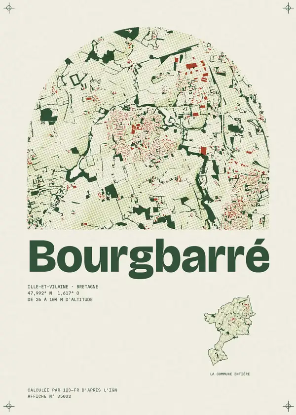 Affiche de Bourgbarré, calculée par 123-fr d'après l'IGN