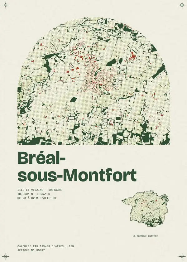 Affiche de Bréal-sous-Montfort, calculée par 123-fr d'après l'IGN