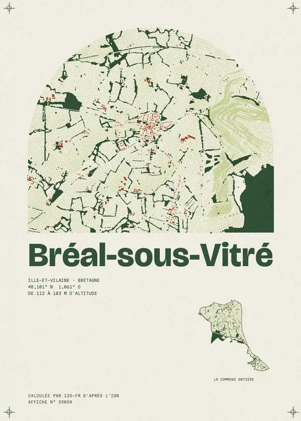 Affiche de Bréal-sous-Vitré, calculée par 123-fr d'après l'IGN
