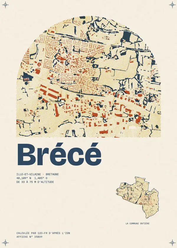 Affiche de Brécé, calculée par 123-fr d'après l'IGN