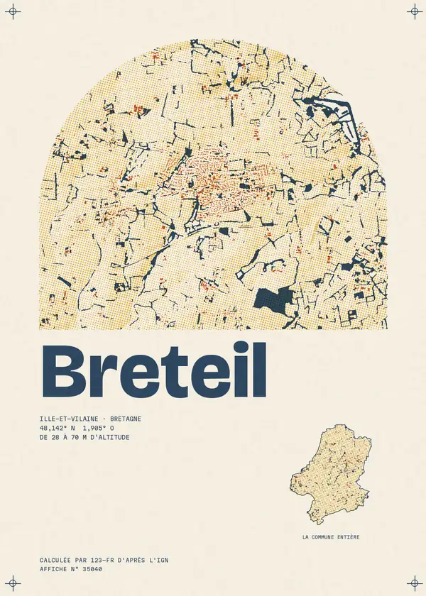 Affiche de Breteil, calculée par 123-fr d'après l'IGN