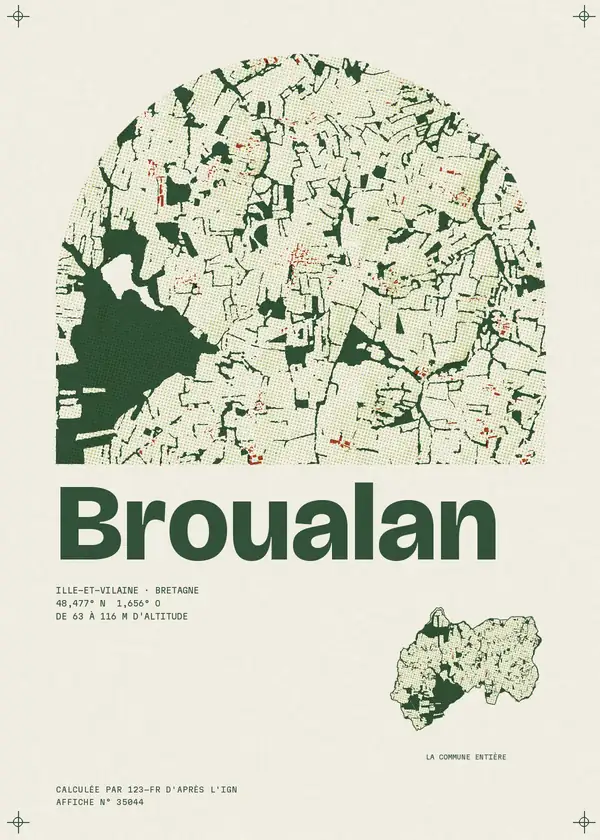 Affiche de Broualan, calculée par 123-fr d'après l'IGN