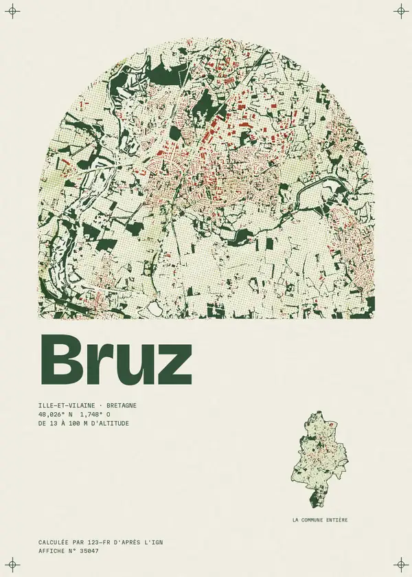 Affiche de Bruz, calculée par 123-fr d'après l'IGN
