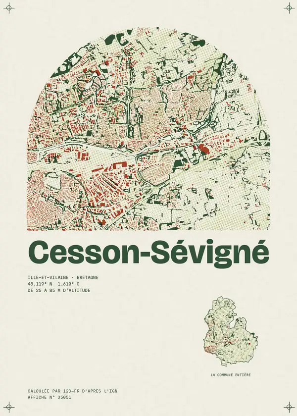 Affiche de Cesson-Sévigné, calculée par 123-fr d'après l'IGN