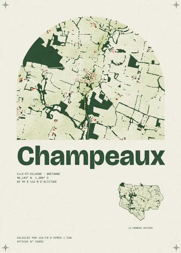 Affiche de Champeaux, calculée par 123-fr d'après l'IGN