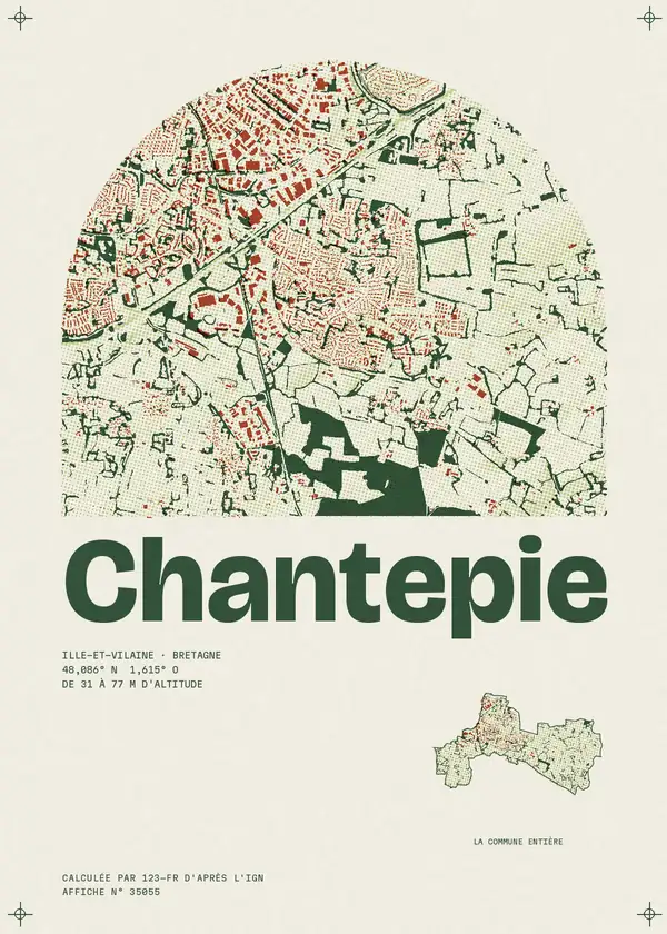 Affiche de Chantepie, calculée par 123-fr d'après l'IGN