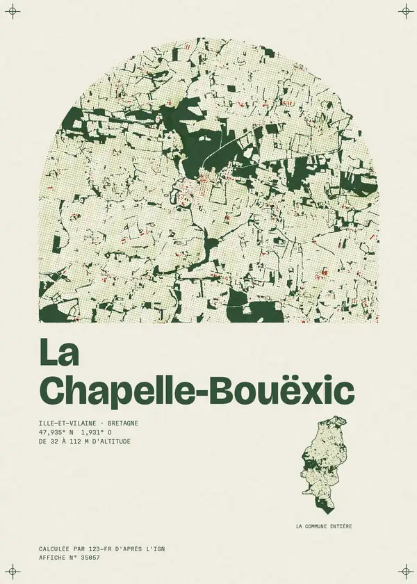 Affiche de La Chapelle-Bouëxic, calculée par 123-fr d'après l'IGN
