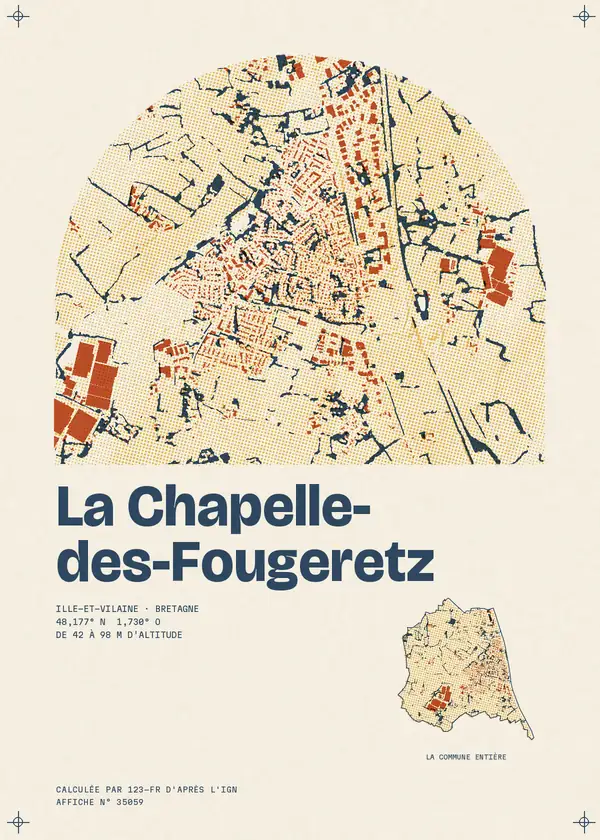 Affiche de La Chapelle-des-Fougeretz, calculée par 123-fr d'après l'IGN