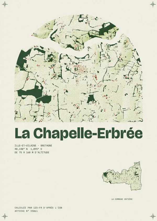 Affiche de La Chapelle-Erbrée, calculée par 123-fr d'après l'IGN