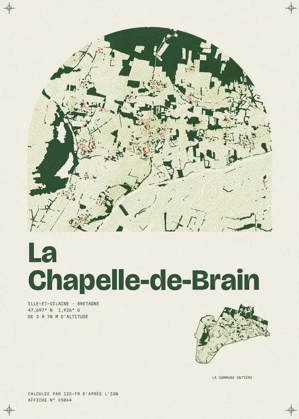 Affiche de La Chapelle-de-Brain, calculée par 123-fr d'après l'IGN