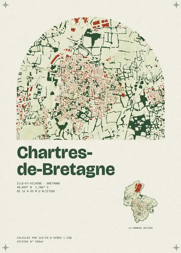 Affiche de Chartres-de-Bretagne, calculée par 123-fr d'après l'IGN