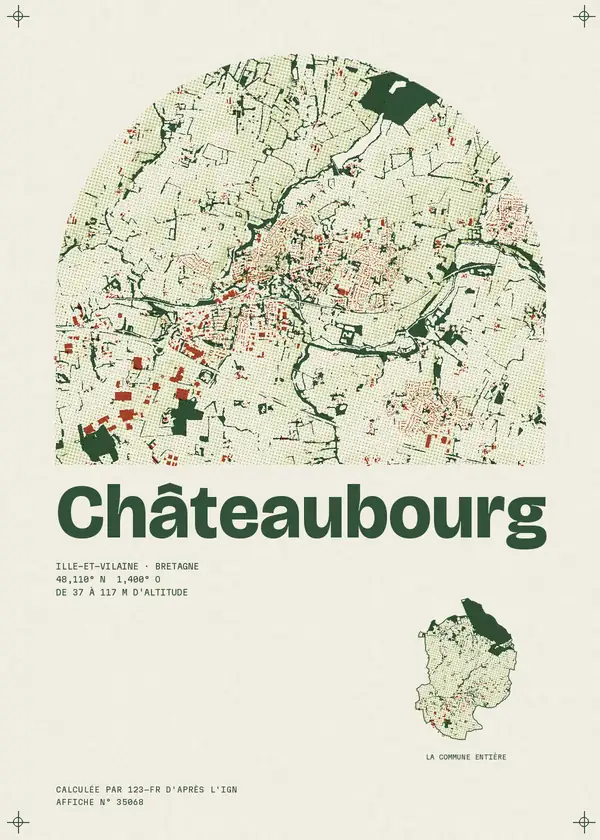Affiche de Châteaubourg, calculée par 123-fr d'après l'IGN