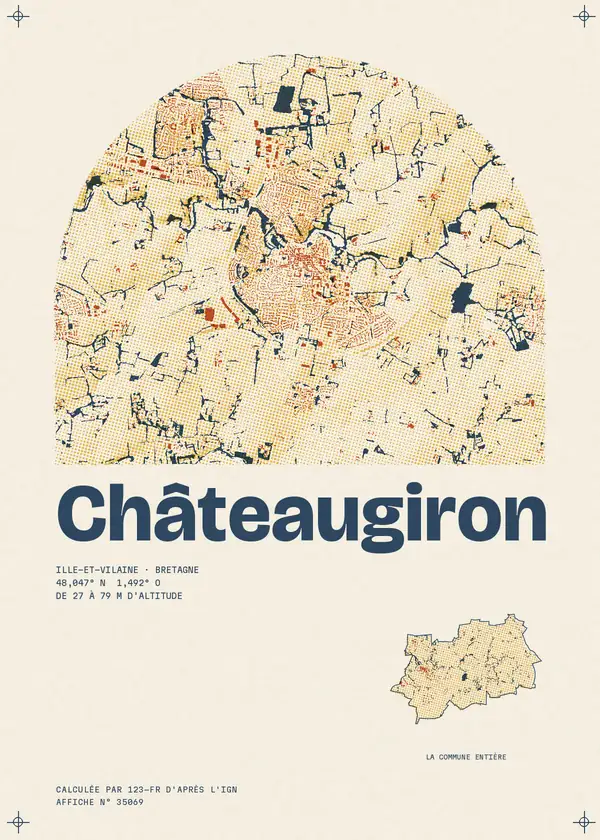 Affiche de Châteaugiron, calculée d'après l'IGN