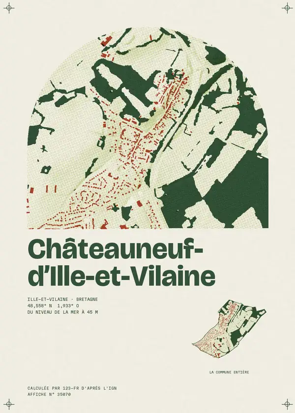 Affiche de Châteauneuf-d'Ille-et-Vilaine, calculée par 123-fr d'après l'IGN