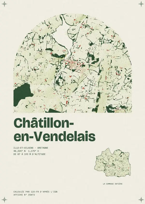 Affiche de Châtillon-en-Vendelais, calculée par 123-fr d'après l'IGN