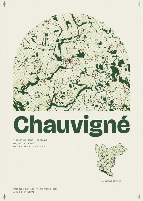 Affiche de Chauvigné, calculée par 123-fr d'après l'IGN