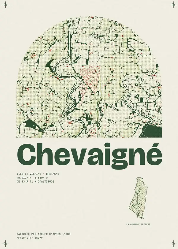 Affiche de Chevaigné, calculée par 123-fr d'après l'IGN