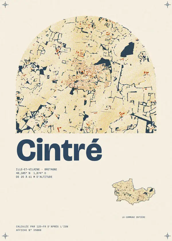 Affiche de Cintré, calculée par 123-fr d'après l'IGN