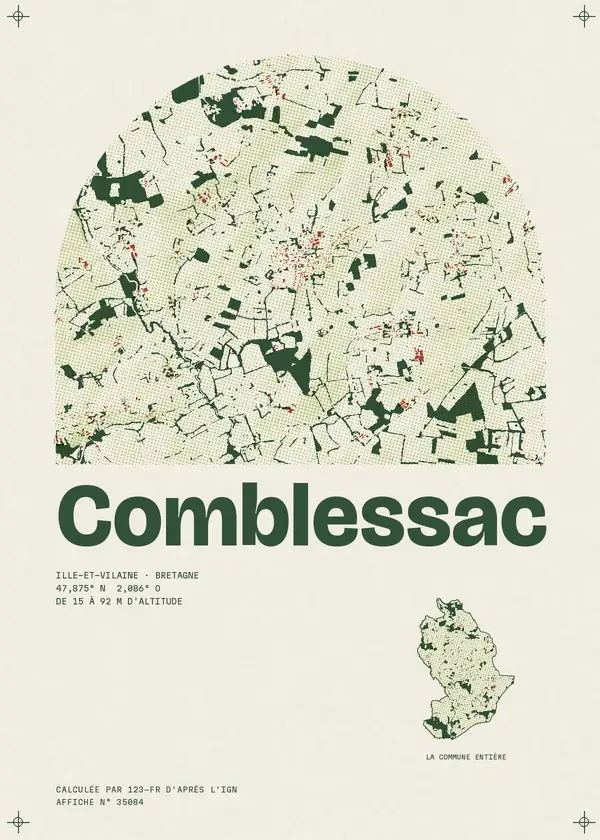 Affiche de Comblessac, calculée par 123-fr d'après l'IGN