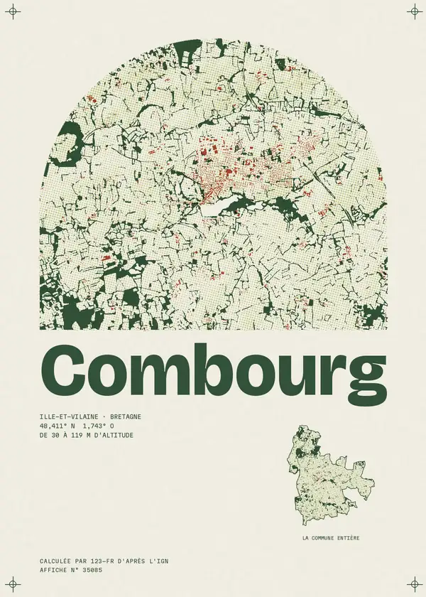 Affiche de Combourg, calculée par 123-fr d'après l'IGN