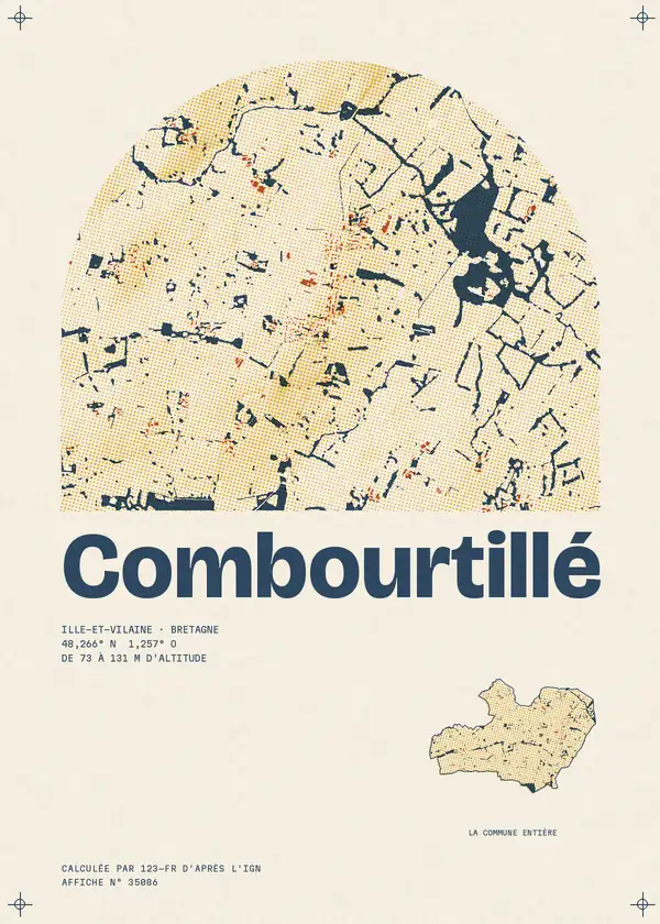 Affiche de Combourtillé, calculée par 123-fr d'après l'IGN